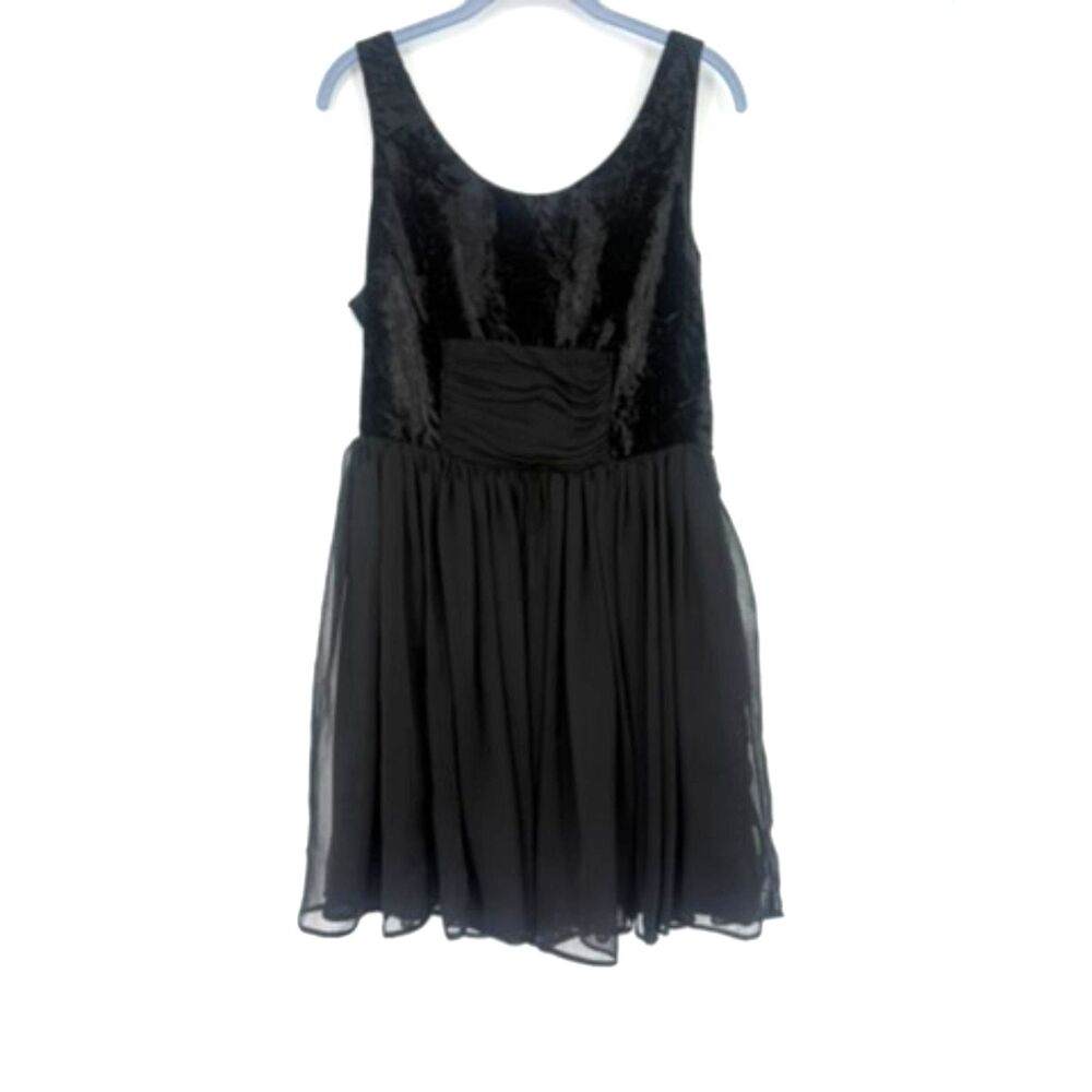 Free People Black Crushed Velvet Fit and Flare Dress Size 10